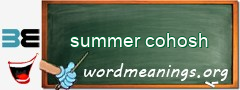 WordMeaning blackboard for summer cohosh